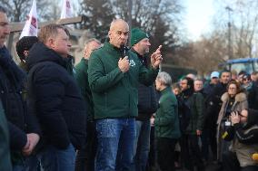Farmers Protest with Tractors in Front Of The National Assembly - Paris