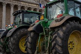 Farmers Protest with Tractors in Front Of The National Assembly - Paris