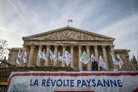 Farmers Protest with Tractors in Front Of The National Assembly - Paris