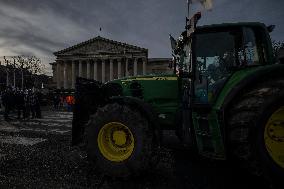 Farmers Protest with Tractors in Front Of The National Assembly - Paris