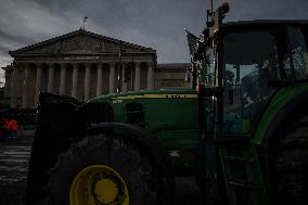 Farmers Protest with Tractors in Front Of The National Assembly - Paris