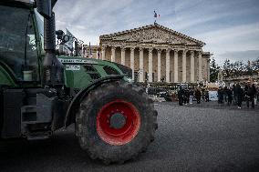 Farmers Protest with Tractors in Front Of The National Assembly - Paris