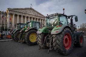 Farmers Protest with Tractors in Front Of The National Assembly - Paris