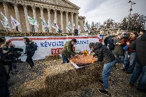 Farmers Protest with Tractors in Front Of The National Assembly - Paris
