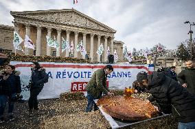 Farmers Protest with Tractors in Front Of The National Assembly - Paris