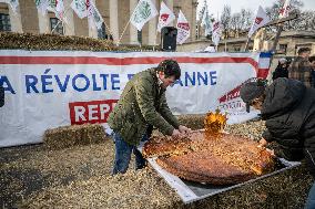 Farmers Protest with Tractors in Front Of The National Assembly - Paris