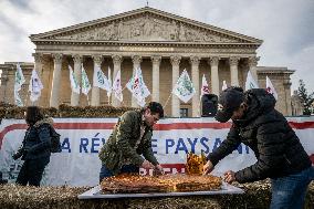 Farmers Protest with Tractors in Front Of The National Assembly - Paris