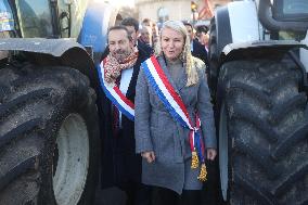 Farmers Protest with Tractors in Front Of The National Assembly - Paris