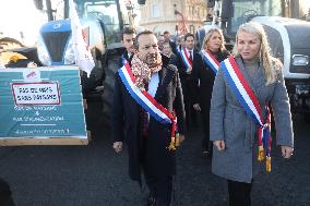 Farmers Protest with Tractors in Front Of The National Assembly - Paris