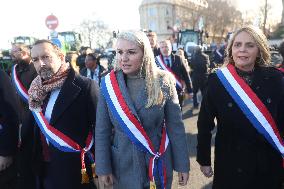 Farmers Protest with Tractors in Front Of The National Assembly - Paris