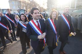 Farmers Protest with Tractors in Front Of The National Assembly - Paris