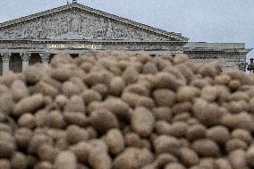 Farmers Dump 30 Tonnes of Potatoes on The Concorde Bridge - Paris