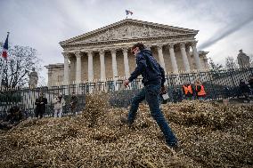 Farmers Protest in Front Of The National Assembly - Paris