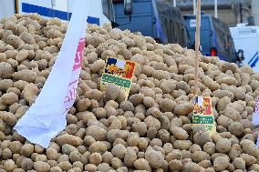 Farmers Dump 30 Tonnes of Potatoes on The Concorde Bridge - Paris