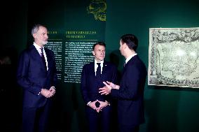 President Macron and King Felipe VI Visit an Exhibition at The Chateau de Versailles - Versailles