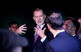 President Macron and King Felipe VI Visit an Exhibition at The Chateau de Versailles - Versailles