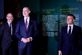President Macron and King Felipe VI Visit an Exhibition at The Chateau de Versailles - Versailles