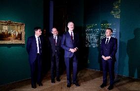 President Macron and King Felipe VI Visit an Exhibition at The Chateau de Versailles - Versailles