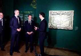 President Macron and King Felipe VI Visit an Exhibition at The Chateau de Versailles - Versailles