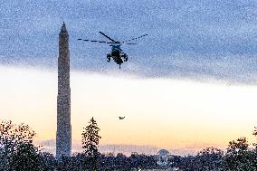 President Trumpreturns to the White House from Detroit, Michgan