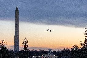 President Trumpreturns to the White House from Detroit, Michgan