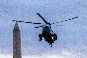 President Trumpreturns to the White House from Detroit, Michgan