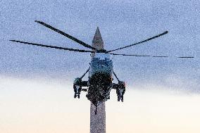 President Trumpreturns to the White House from Detroit, Michgan