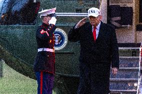 President Trumpreturns to the White House from Detroit, Michgan