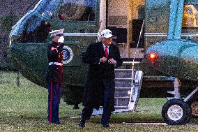 President Trumpreturns to the White House from Detroit, Michgan