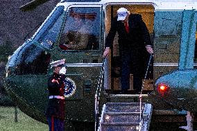 President Trump Returns To The White House From Detroit, Michgan