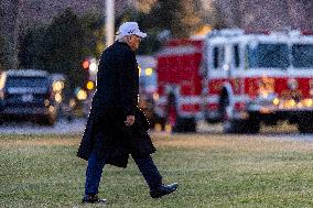 President Trump Returns To The White House From Detroit, Michgan