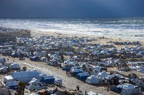 Winter Winds Batter Gaza Tent Shelters