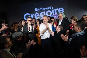 First campaign rally of Emmanuel Gregoire - Paris