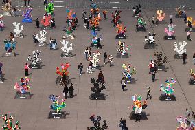 Nopalera Exhibition In Main Square Zocalo - Mexico City