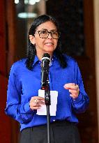 Venezuela S Acting President Delcy Rodriguez Attends A Press Conference - Caracas