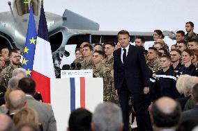 President Macron Presents His Wishes to The Armies - Istres