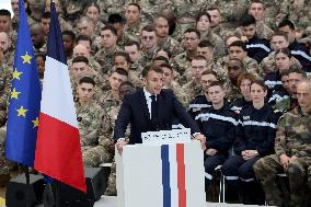 President Macron Presents His Wishes to The Armies - Istres