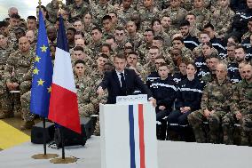 President Macron Presents His Wishes to The Armies - Istres