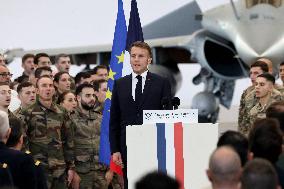 President Macron Presents His Wishes to The Armies - Istres