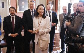 Venezuelan Opposition Leader And Nobel Peace Prize Winner MarÌa Corina Machado Meets With Senators On Capitol Hill