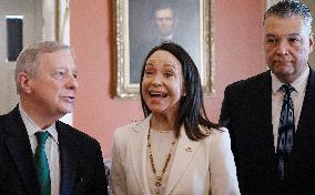 Venezuelan Opposition Leader And Nobel Peace Prize Winner MarÌa Corina Machado Meets With Senators On Capitol Hill