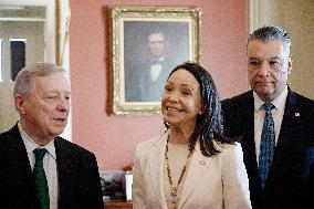 Venezuelan Opposition Leader And Nobel Peace Prize Winner MarÌa Corina Machado Meets With Senators On Capitol Hill