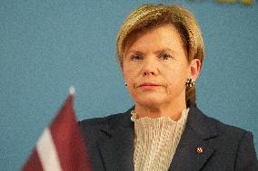 Latvian and French Foreign Ministers During a Press Conference - Latvia