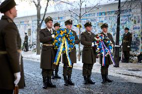 Zelensky and Pavel Honor Memorial Wall - Kiev