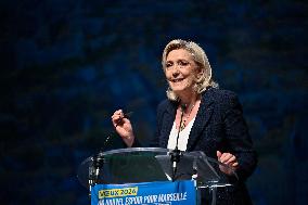 Marine Le Pen Attends Reception For Candidate Frank Allisio - Marseille