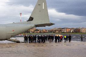Riccardo Minghetti Coffin Arrives At Ciampino Airport - Italy