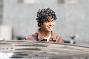 MFW - Celebs Leaving Hotel Paris To Attend Prada Show