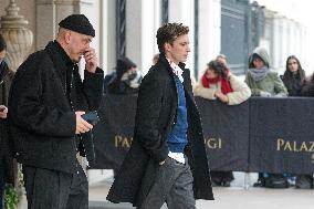 MFW - Celebs Leaving Hotel Paris To Attend Prada Show