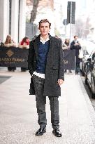 MFW - Celebs Leaving Hotel Paris To Attend Prada Show