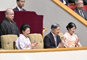 Emperor watches New Year sumo tournament